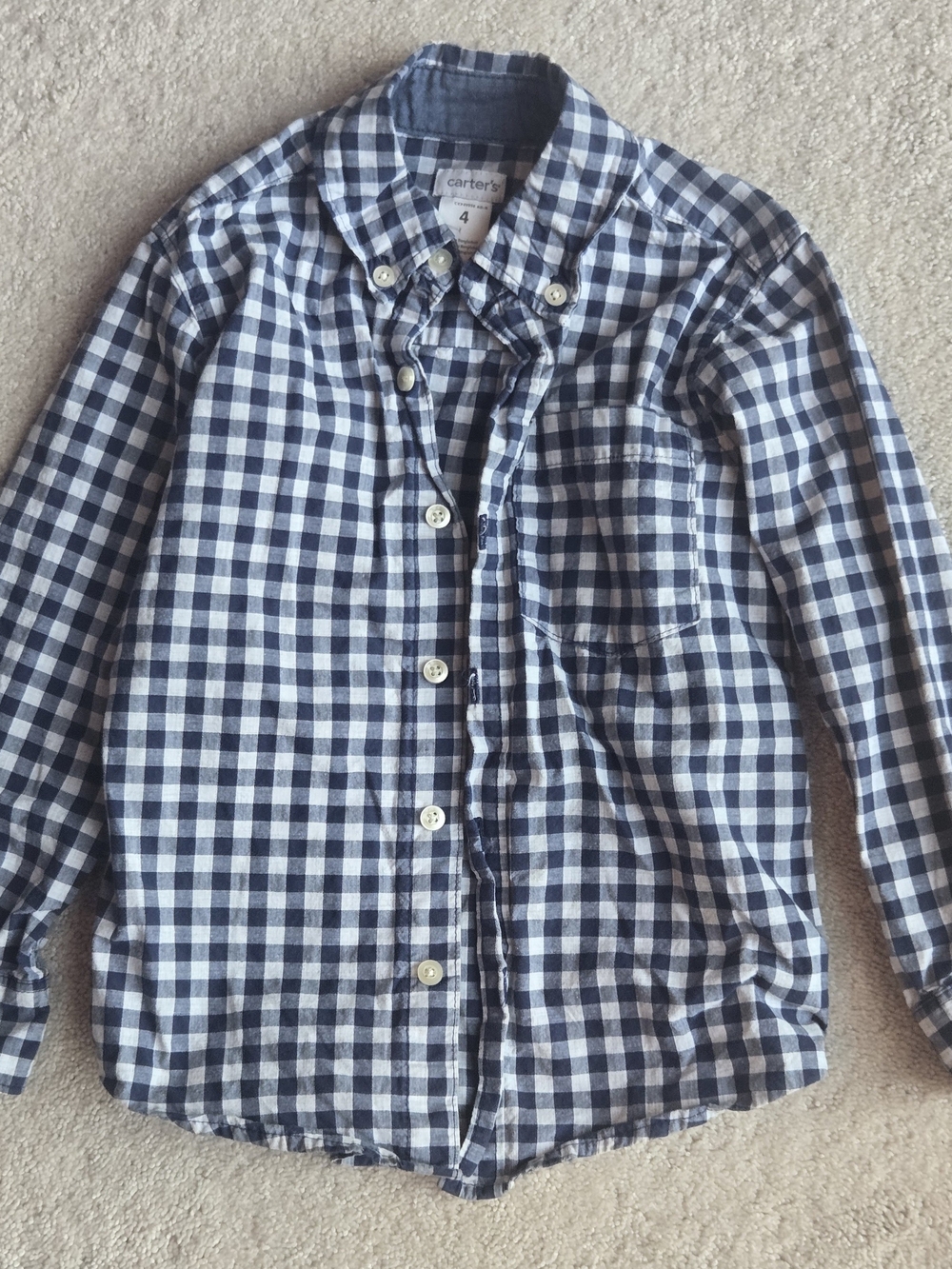 Carter's Navy & White Gingham Button-Down Shirt